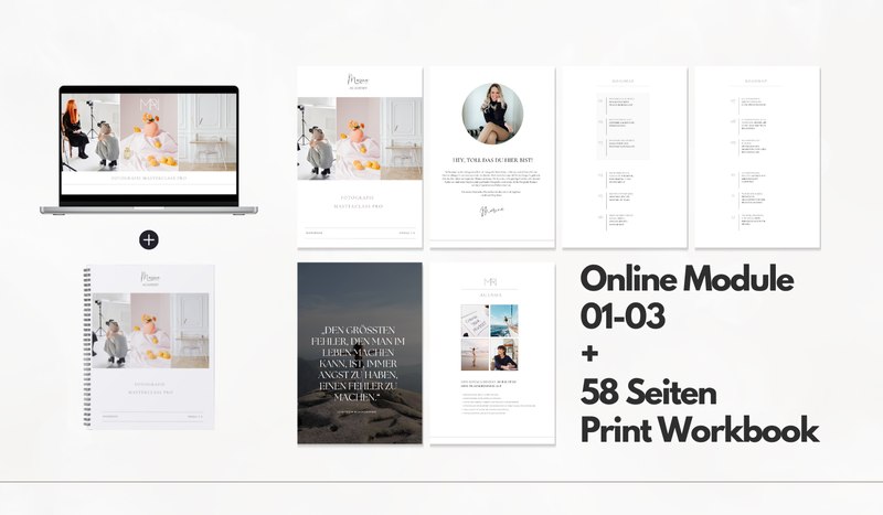 📸 📖 Foto-Masterclass Modul 1-3 Bundle mit Workbook