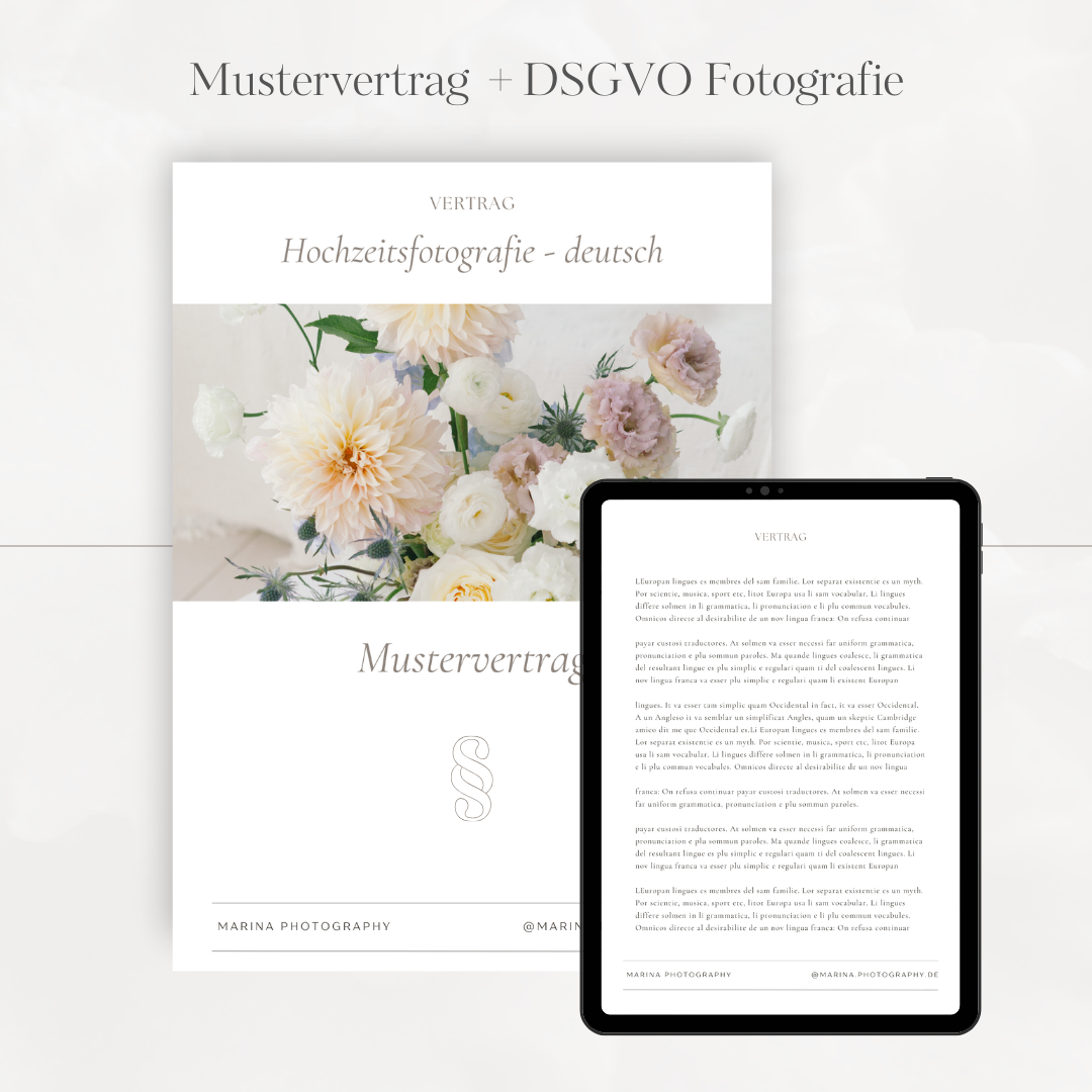 Mustervertrag & DSGVO Hochzeitsfotografie