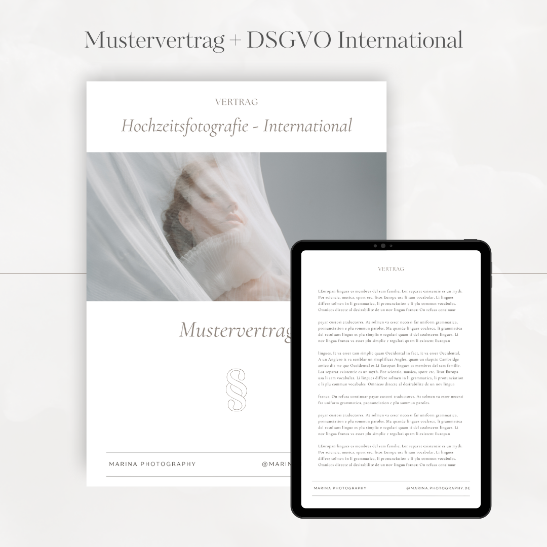 Mustervertrag & DSGVO Fotografie International